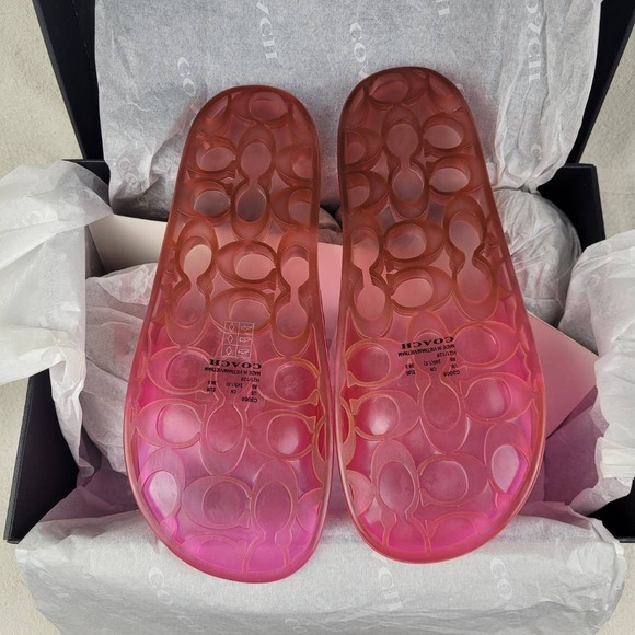 Coach Ulyssa Rubber Slide Sandals Petunia Black Cherry Pink C3068 Womens 8 B - Picture 3 of 6